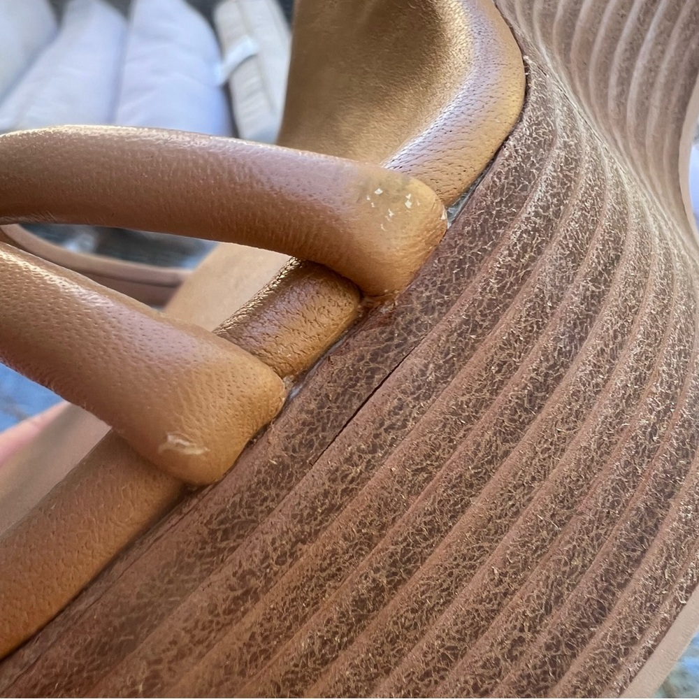 Kate Spade Saturday Wood Platform Wedge Sandal Tan Size 6 - Picture 8 of 15